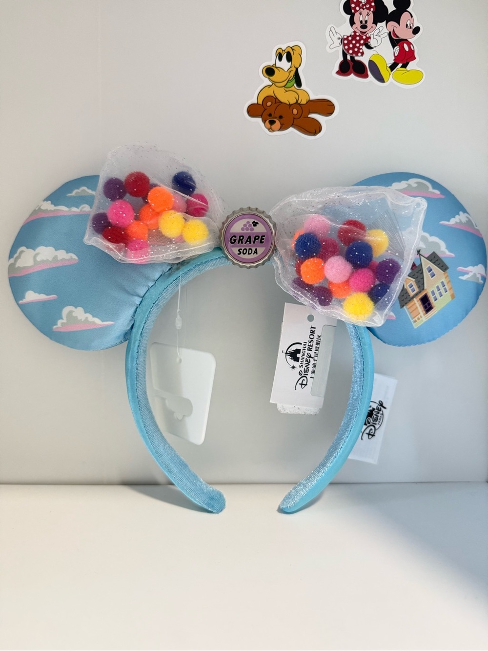 Disney Up Light Blue Cloud Pom Pom Minnie Ear Headband